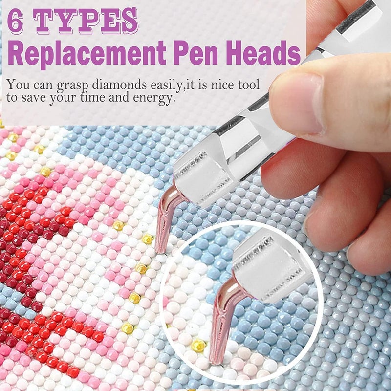 Heyseri Ergonomic Diamond Painting Art Pens, Diamond Painting Accessories Kits with Steel Metal Tip, 5D Art Tools Accessories Pen for Craft Nail(White Gold) - Image 2